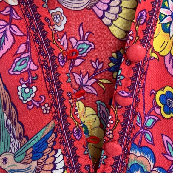 R. Vivimos Floral Peacock Boho Style Short sleeve Dress - Picture 8 of 12